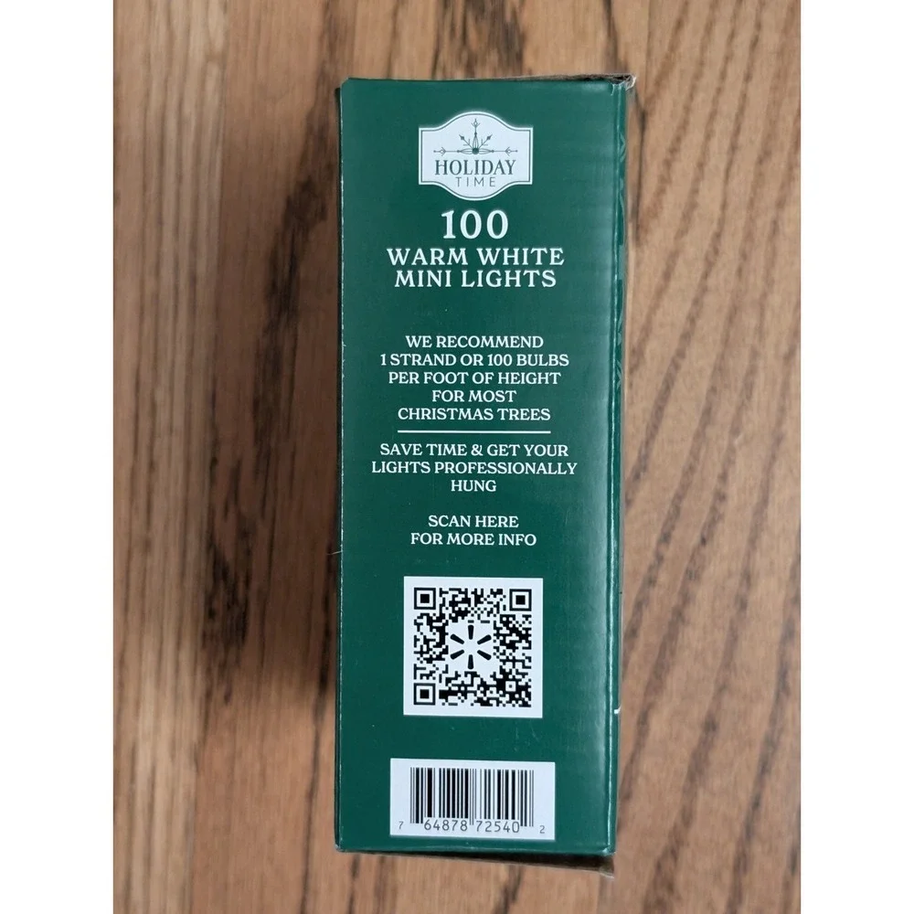 100 Warm White Mini LED Christmas Lights with Green Wire Indoor/Outdoor Lot of 4